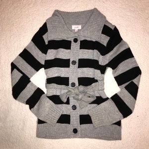 Black and grey stripped sweater with belt